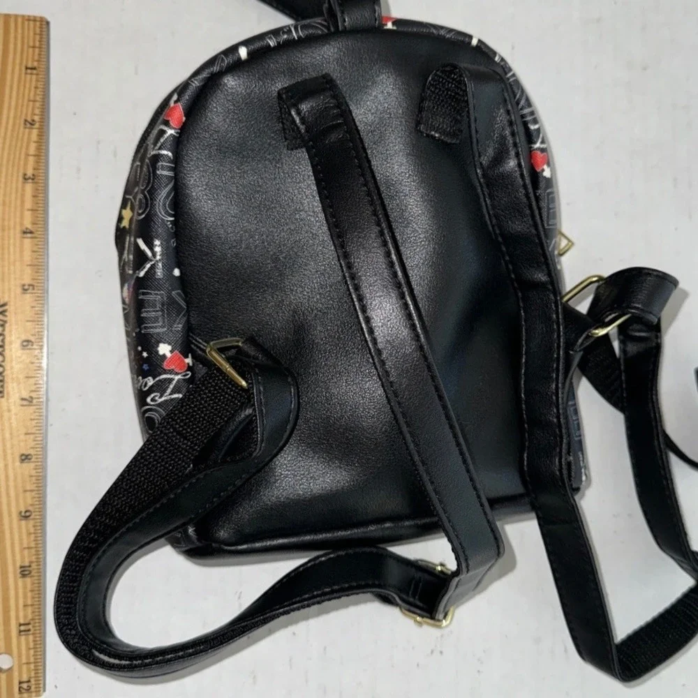 Disney Mickey Mouse Love OMG All Over Print Mini Backpack Black Gold Tone